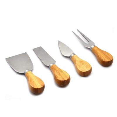 China Sustainable Stainless Steel 4pc Cheese Knives Exquisite Cutter Set Butter Tool With Slicer And Fork for sale