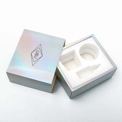 China Handmade Wholesale Hologram Paper Cosmetic Storage Box Beauty Make Up Gift Box Luxury Packaging Custom Logo for sale