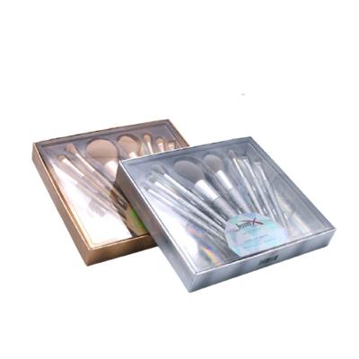 China Handmade Eco-Friendly Design Cardboard 8 Pcs Cosmetic Sliding Makeup Brushes Packaging Box With Transparent Window for sale