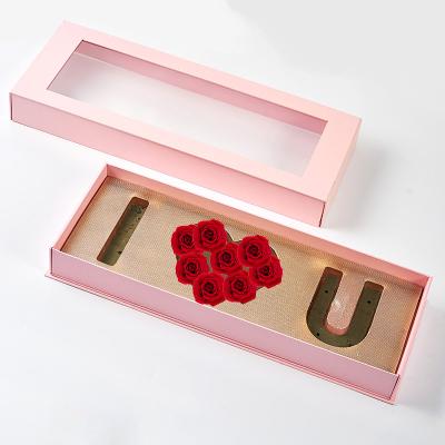 China Custom Recyclable I Love U Storage Box Eternal Pink Floral Wedding Anniversary Gift Box Wholesale I Love You for sale