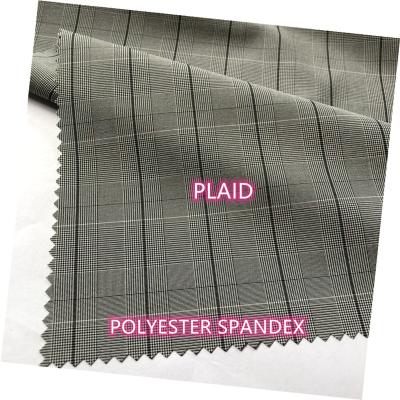 China Cationic 4 Way Stretch 100D Plaid Stretch 92 Woven Polyester 8 Spandex Fabric For Pants for sale