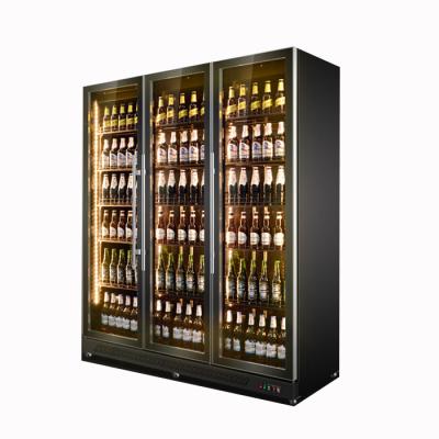 China Single-Temp Bar Fridge Full Glass Door Upright Beer Cooler Display Case for sale