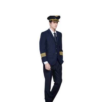 China Customized Latest Airline Aircraft Commander / Captain Airline Pilot Uniform Handsome Logo for sale