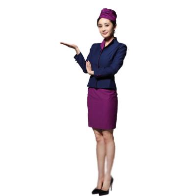 China Latest Airline Long Sleeves Beauty Sexy Airline Stewardess Uniform Wholesale &Customized Logo for sale