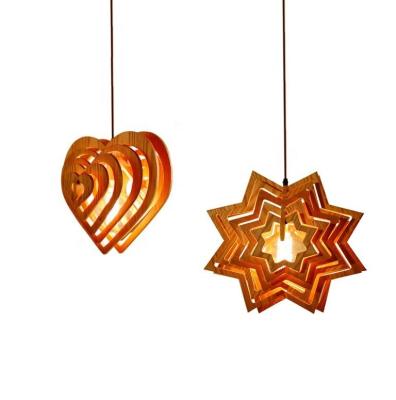 China Nordiccustom Modern Creative Spiral Hotel Decorative Hanging Heart Shape Chandelier Lamp Diy Wooden Home Led Pendant Light for sale