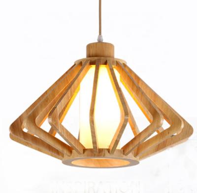 China New Modern Decorative Nordic Natural Wood Bedroom Led Chandelier Light Decorative Ceiling Edison Cage Hanging Dining Room Pendant Lamp for sale