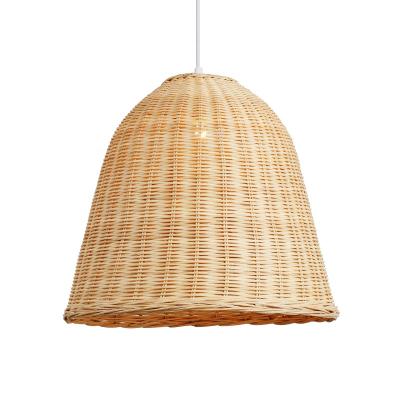 China Hotselling Modern Decorative Nordic Design Bell Rattan Dining Room Ceiling Lamp Living Room Hanging Basket Weave Bamboo Pendant Lighting Fixtures for sale