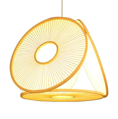 China New Designs Modern Decorative Bamboo Weaving Loom Hanging Light New Year Decoration Home Pendant Lamp Indoor Lighting For Restaurant for sale