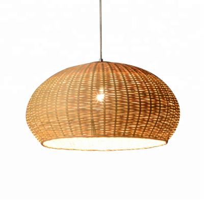 China Vietnam Big Round Rattan Ball Shade Low Ceiling Bamboo Pendant Lamp Lights Modern Decorative Contemporary Chandelier Suspension for sale