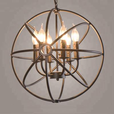 China Traditional Decorative Modern Metal Cage Black Industrial Hanging Chandelier 8 Lights Restaurant E14 Pendant Lamp for sale