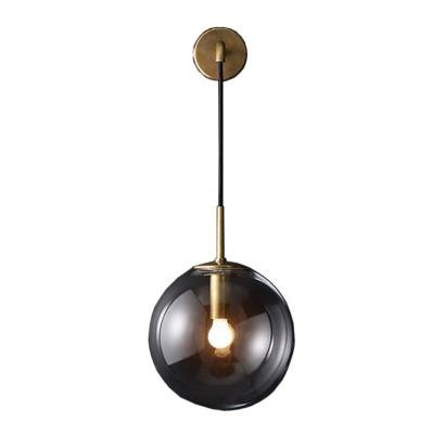 China New Hotel Room Decoration Glass Ball Industrial Stainless Steel Decorative Modern Indoor Wall Hanging Lamp Led Wall Arm Light for sale