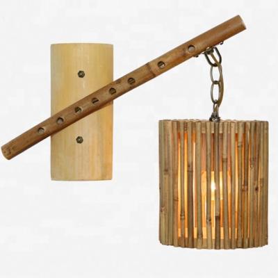 China Industrial new design natural bamboo shades sconce lighting interior decoration antique wall lamp for restaurant for sale