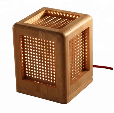 China Modern Square Shape Wooden Decoration Led Night Light Dimmabble Flexible Working Desk Reading Table Lamp for sale