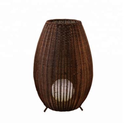 China New Traditional Modern Coffee Color Bamboo Garden Lighting Flower Vase Indoor Rattan Led Floor Standing Salmp for sale