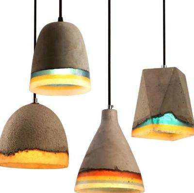 China 2019 Modern Decorative New Decoration Led Kitchen Cement Hanging Down Light Restaurant Resin Pendant Lamp Concrete Fixture for sale