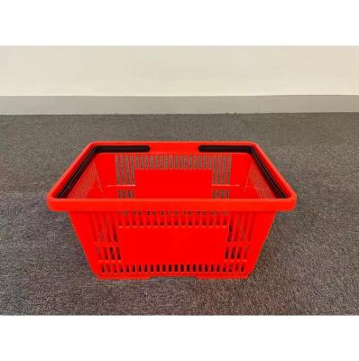 China Modern Custom Cheap Sturdy Durable PP Plastic Double Handle Plastic Shopping Basket for sale