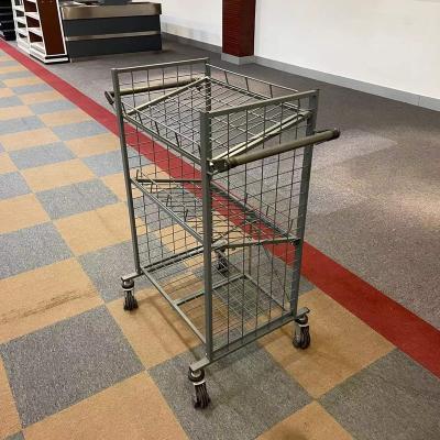 China Rolling Wire Folding Mesh Cage Trolley Cart Supermarket Cart Supermarket Cargo Storage for sale