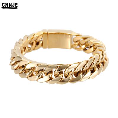 China FASHIONABLE Chain 14MM Cuban Mens Wholesale 316L Stainless Steel Heavy Bracelet Gold Saudi Jewelry for sale