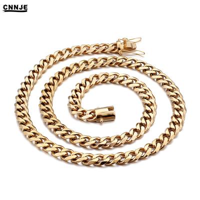 China 2019 FASHIONABLE Hot Sale Stainless Steel Heavy Gold Miami Cuban Link Chains Necklace For Men for sale