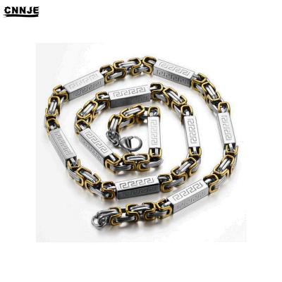 China Hot Selling Stainless Steel Jewelry The Great Wall 316L Stainless Steel Gold Chain Link Necklace Byzantine Men for sale