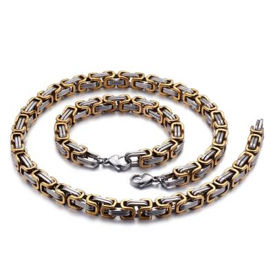 China Trendy Mix Color Plated Silver Gold 8MM Mens Necklace Chain Stainless Steel Jewelry for sale