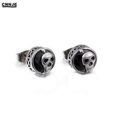 China High Grade CZ Stainless Steel Stud Earring Guangzhou Jewelry Unisex Diamond Skull Stud Earrings Wholesale Jewelry for sale