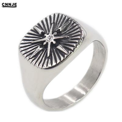 China Vintage Newest Design Stainless Steel CZ Rings Silver Plated Finger Rings for sale