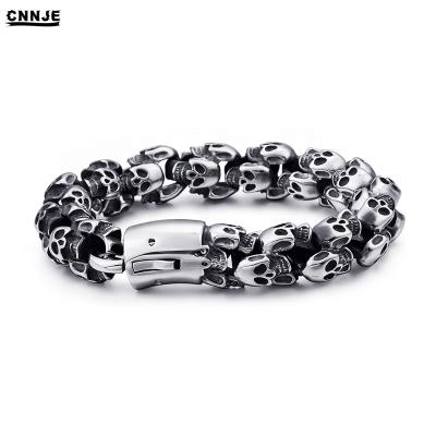 China Gothic Jewelry Skull Heavy Chain Mens Stainless Steel Lobster Clasp Bracelet for sale