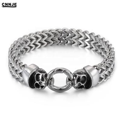 China Heavy Silver Plated Stainless Steel Mens Punk 12mm Chain Bracelet Jewelry Cuban Link for sale