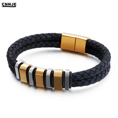 China TRENDY 18K Gold Plated Magnetic Clasp Leather Bracelet Charm Accessories Jewelry for sale