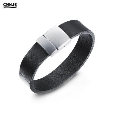 China Wholesale Black Leather Band Cuff Watches Men Simple Design Genuine Leather Strap for sale