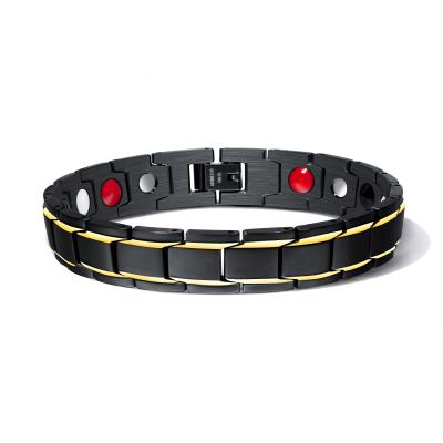 China Fashion Mens Stainless Steel Black Energy Germanium Bangle Bracelet Magnetic Wholesale for sale