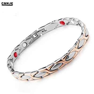 China Fashion Wholesale Rose Gold Health Magnetic Therapy Bracelet Stainless Steel Charm Jewelry For Women for sale