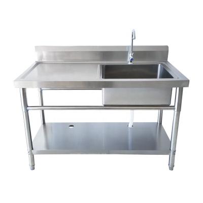 China Without Faucet 304 /201 High Standard Restaurant Stainless Steel Commercial Kitchen Sink Outdoor Table for sale