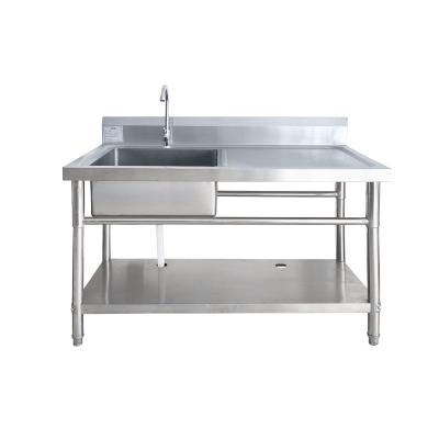 China 201/304 Stainless Steel Factory Supply SS304 Assemble Kitchen Stainless Steel Kitchen Sink Restaurant Used Table for sale