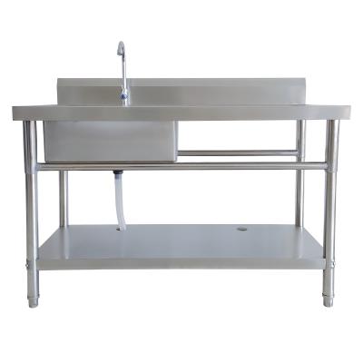 China Commercial Stainless Steel Stainless Steel Sink Table With Bottom Shelf For Pots for sale