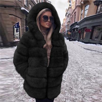 China New Women's Faux Fox Fur Coat Anti-Wrinkle Winter Coat Jacket With Hood Fashion Short Style Fake Fur Coat For Lady for sale