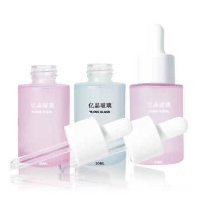 China Silk Screen Printing Jar Different Color Skin Care Wick Glass Bottle White Gold Frosted 30ml Black Glass Dropper Bottles for sale