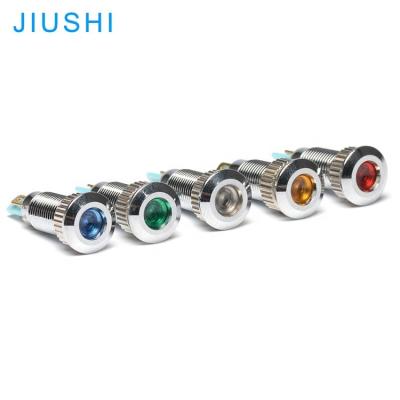 China A8-1 8mm 12v 24v 36v 220v Clear Red Green Yellow Green Plating A8-1 Brass Metal Pilot Lamp Mounting Hole Waterproof Led Signal CHINA for sale