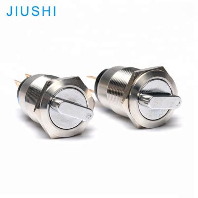 China Factory Supplier A19-22X3 Stainless Steel / Brass Plating Type 3 Positions IP65 Rotary Selector 19mm Mounting Hole 6 Pins 2NO 2NC 220V for sale