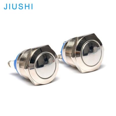 China Stainless Steel /Brass 1NO CHINA Plating A19-10B Mounting Hole 19mm Spherical Main Button Momentary 2 Terminals Waterproof Push Button Switch for sale