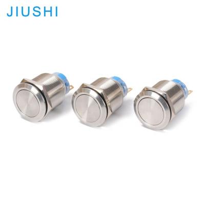 China A22-11 Stainless Steel Flat Head Button Metal Push Button Switch Hole Diameter 22mm 1NO 1NC Waterproof 3 Pins CHINA for sale