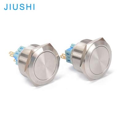 China A30-11T Stainless Steel Electric Circuit Head Push Button Holder 30mm Flat Latching Metal Waterproof Switch 4pins 1NO 1NC CHINA for sale