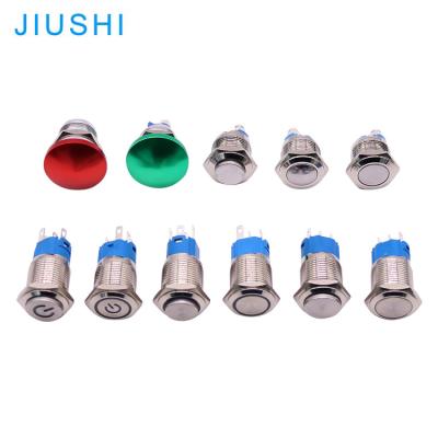 China Copper Plating China Manufacture A16 Metal Latching Waterproof Push Button Mushroom Illuminated 16mm Momentary LED Push Button Switch CHINA for sale