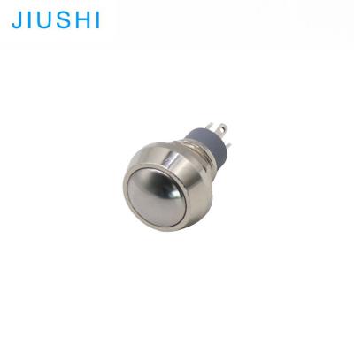 China S12-11BL 4pins 1NO 1NC IP67 CHINA Stainless/Brass Plating Head Push Button 12mm Metal Spherical Momentary Push Button Switches for sale