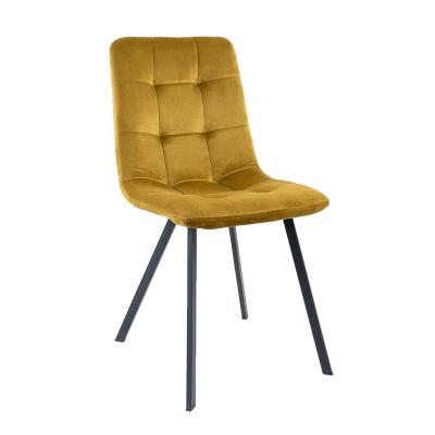 China Assic Cl Italian Luxury Dining Chair Removable Upholstered Cover Dining Chair Metal Legs Yellow Armless Chair Stuhl Samt for sale