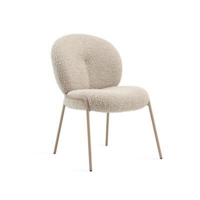 China Cover Removable Elegant Design Italian Dining Chair With Gold Frame Legs Accent Fur Fabric Sheep Wool Leisure Chair for sale