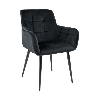 China Cheap Price Black Dining Chair Cover Design Living Room Armchair Removable Nordic Fabric Velvet Dining Armchair With Metal Legs for sale