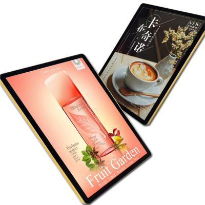 China Milk Tea Shop LED Backlit Aluminum Thin Acrylic Photo Frame Display Round Corner Advertising Led Picture Frame for sale