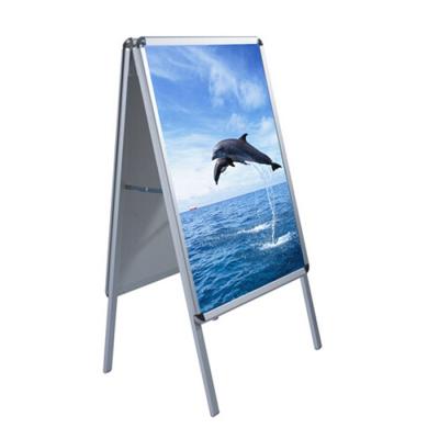 China Easy To Change Poster View Aluminum Display Rack Advertising Profile A Shape Poster Display Stand for sale